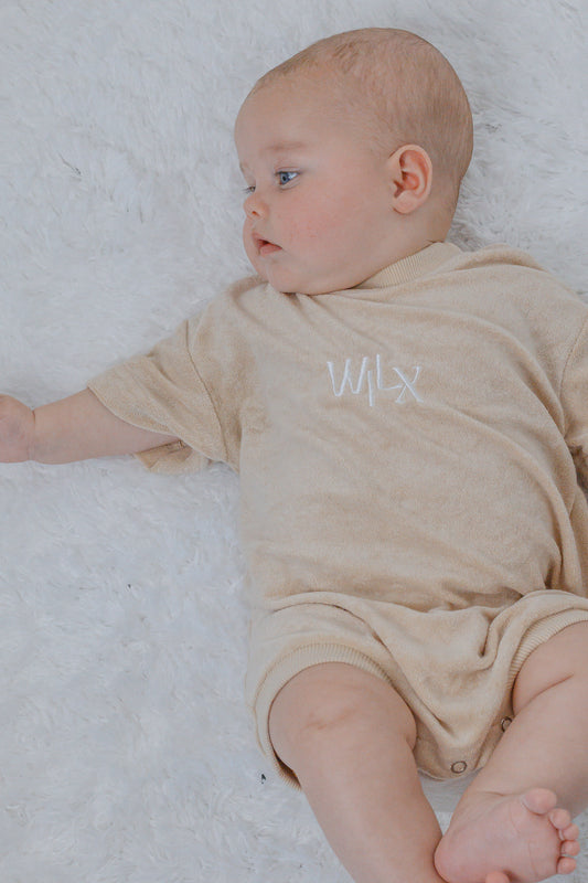 Terry Towelling Romper- Sand